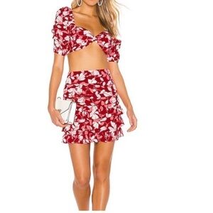 NBD x Naven Cha Cha Skirt in Crimson Floral Size S